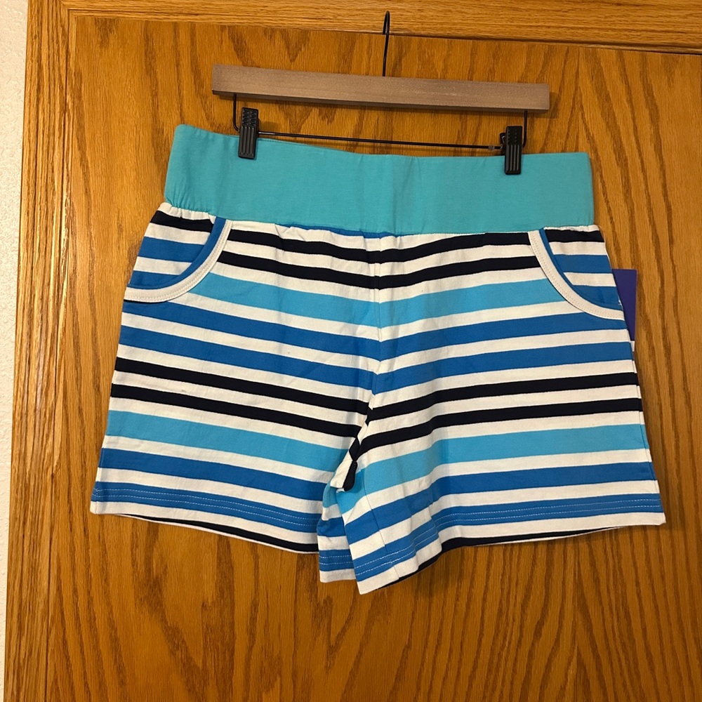 Addison Bay Quince Striped Cotton Shorts - NWT - Size XL Striped Blue and Black